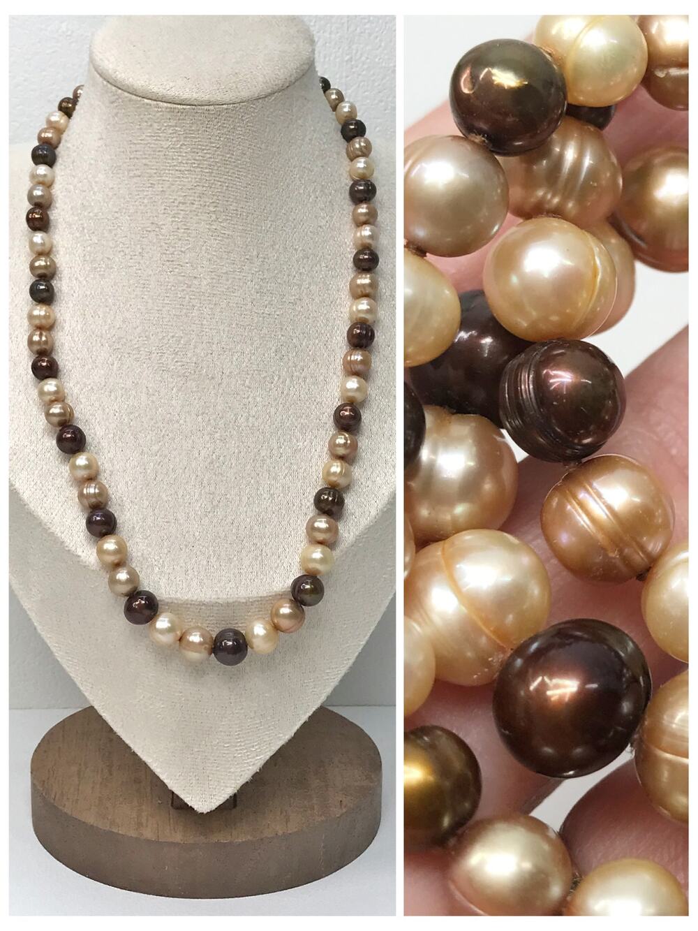Honora Colors Of Chocolate Baroque Pearl Sterling Silver Necklace Bronze Gold 18